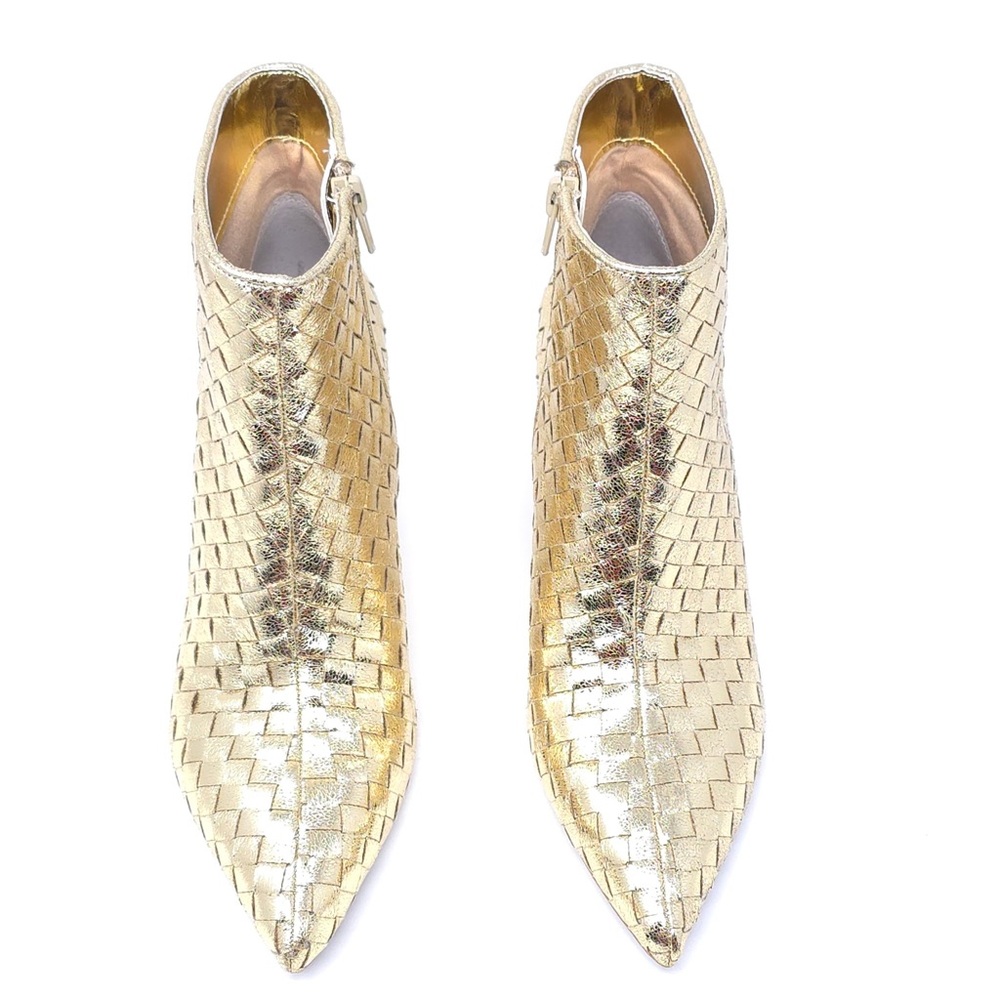INC International Concepts Ankle Boots Raisiep Gold Woven Size 6.5 M - Picture 6 of 12